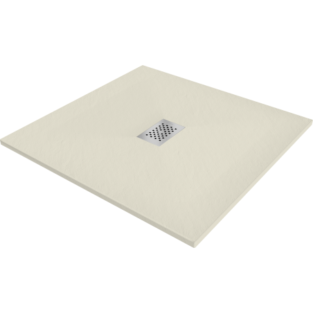 Mexen Hugo brodzik kwadratowy SMC 100 x 100 cm, beżowy, maskownica inox - 42691010-X