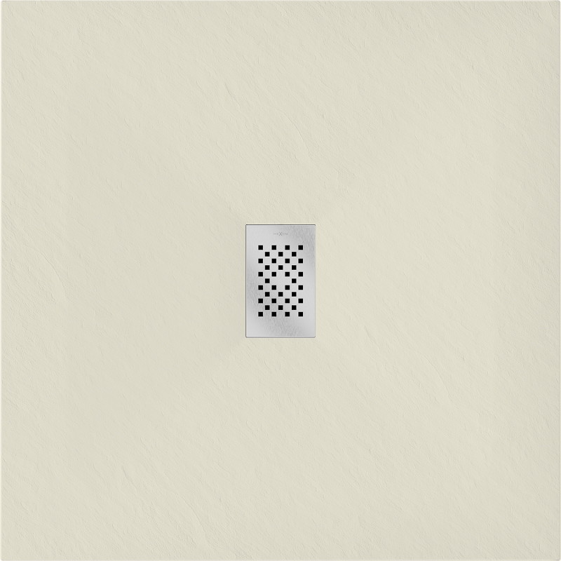 Mexen Hugo brodzik kwadratowy SMC 100 x 100 cm, beżowy, maskownica inox - 42691010-X