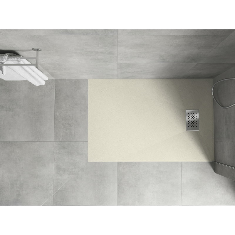 Mexen Hugo brodzik prostokątny SMC 100 x 70 cm, beżowy, maskownica inox - 42697010-X