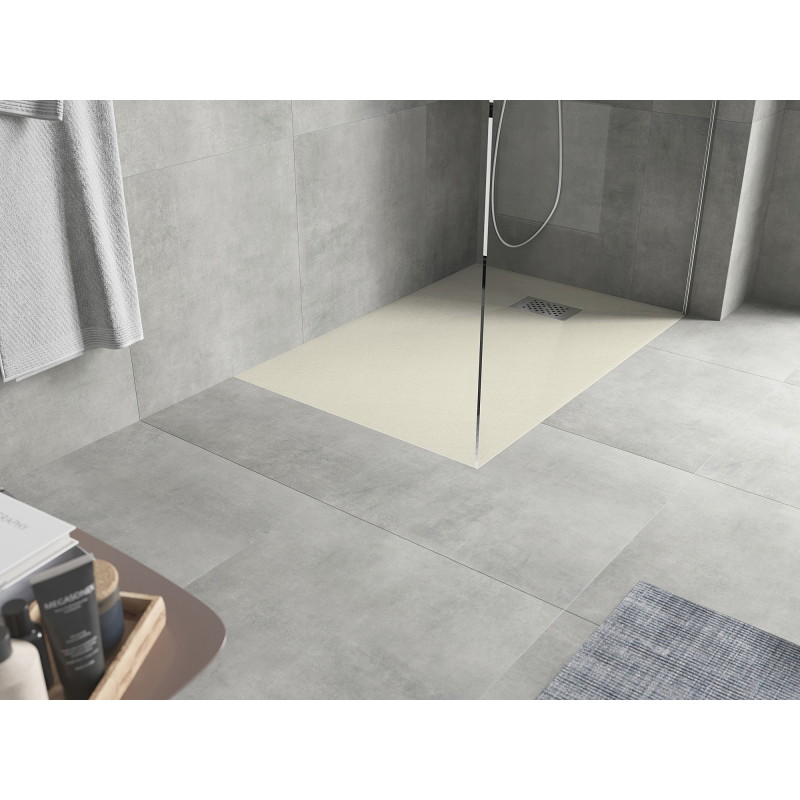Mexen Hugo brodzik prostokątny SMC 80 x 70 cm, beżowy, maskownica inox - 42697080-X