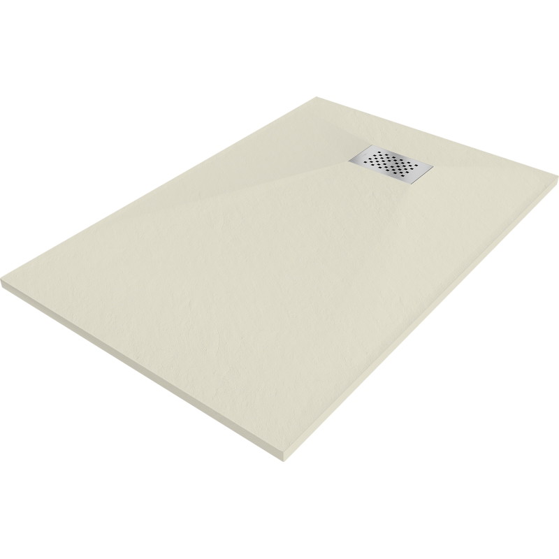 Mexen Hugo brodzik prostokątny SMC 120 x 80 cm, beżowy, maskownica inox - 42698012-X