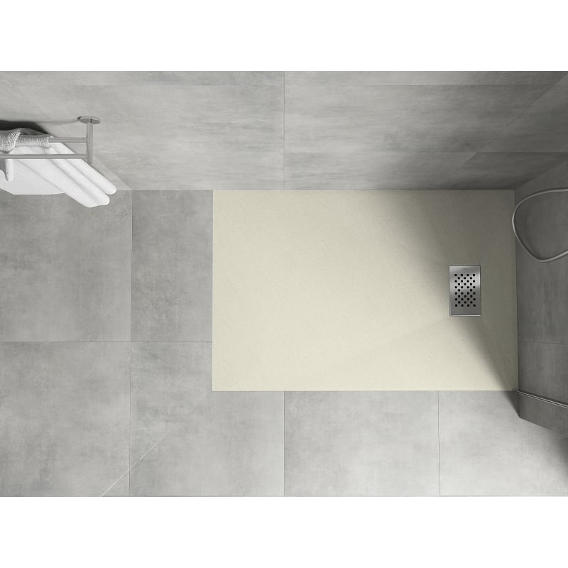 Mexen Hugo brodzik prostokątny SMC 100 x 90 cm, beżowy, maskownica inox - 42699010-X