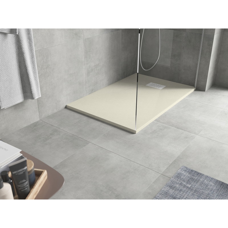 Mexen Hugo brodzik prostokątny SMC 120 x 80 cm, beżowy, maskownica biała - 42698012-W