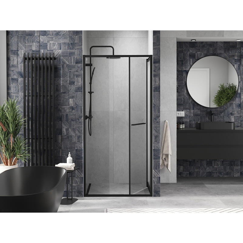 Mexen Linea drzwi prysznicowe rozsuwane 85 cm, transparent, czarne - 8E1-085-000-70-70