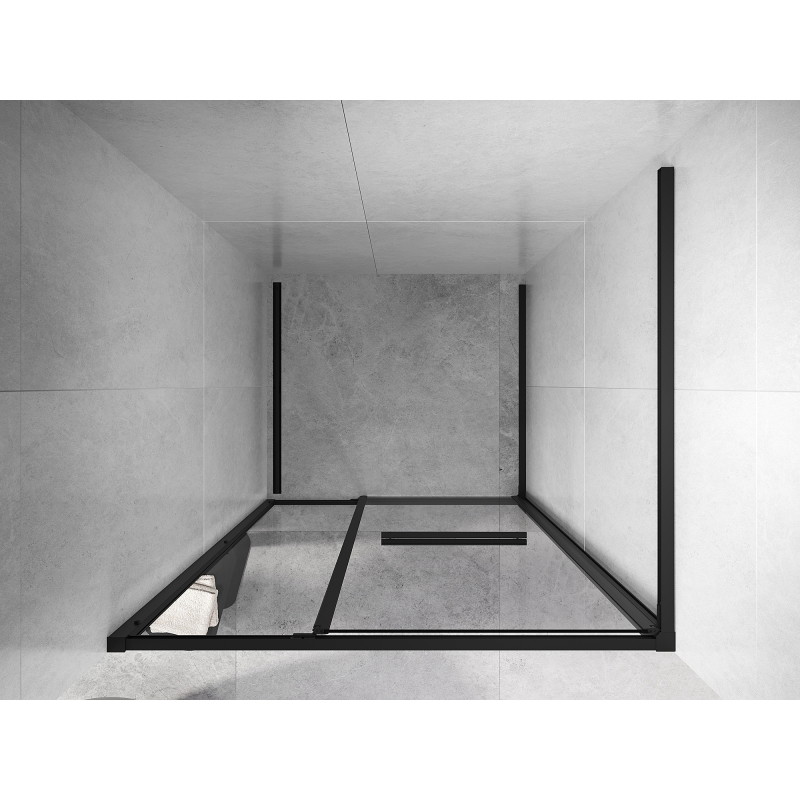Mexen Linea drzwi prysznicowe rozsuwane 85 cm, transparent, czarne - 8E1-085-000-70-70
