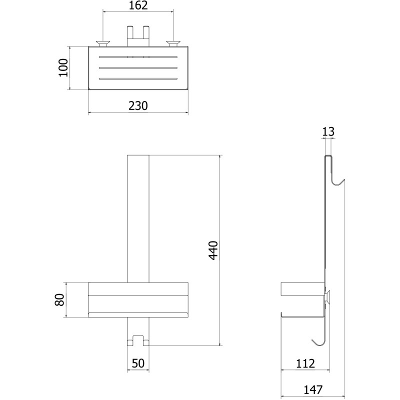 Mexen Brin-1 koszyk łazienkowy z wieszakiem, złoty - 70A8841-50