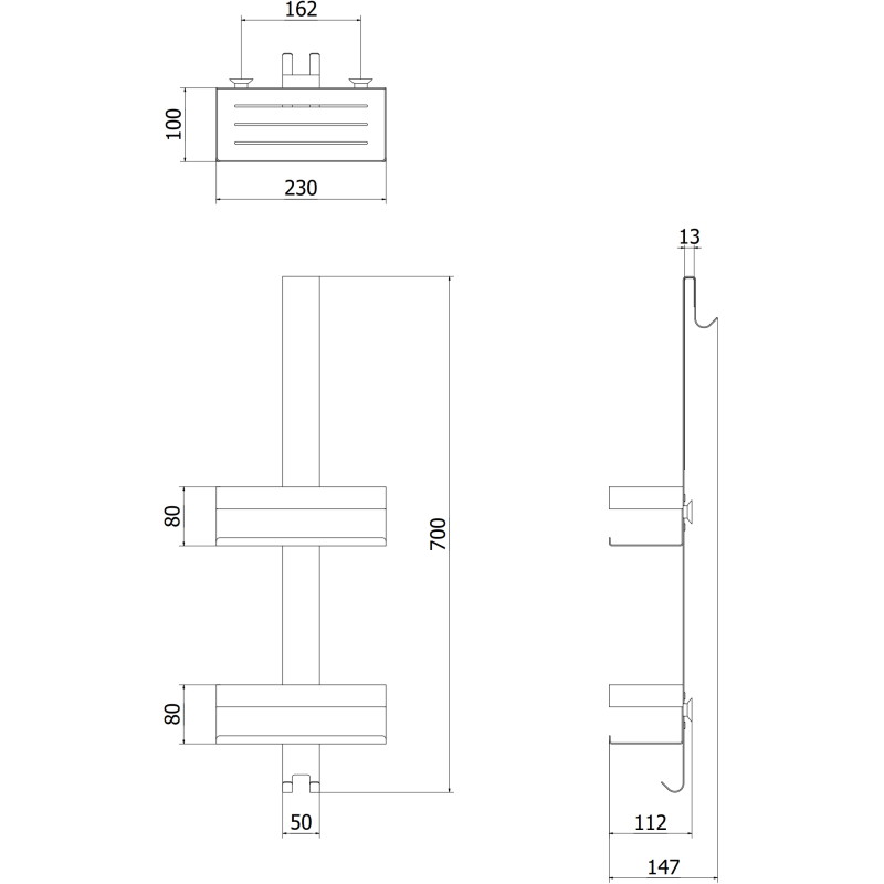Mexen Brin-2 koszyk łazienkowy z wieszakiem, chrom - 70A8842-00