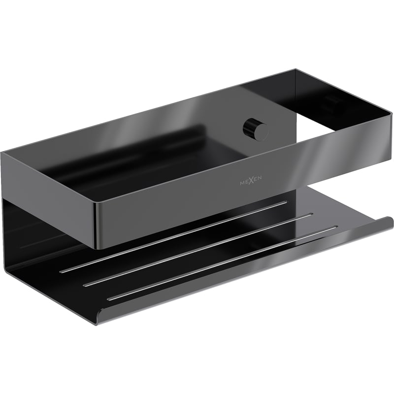 Mexen Brin-L koszyk łazienkowy, black chrome - 70A8730-73