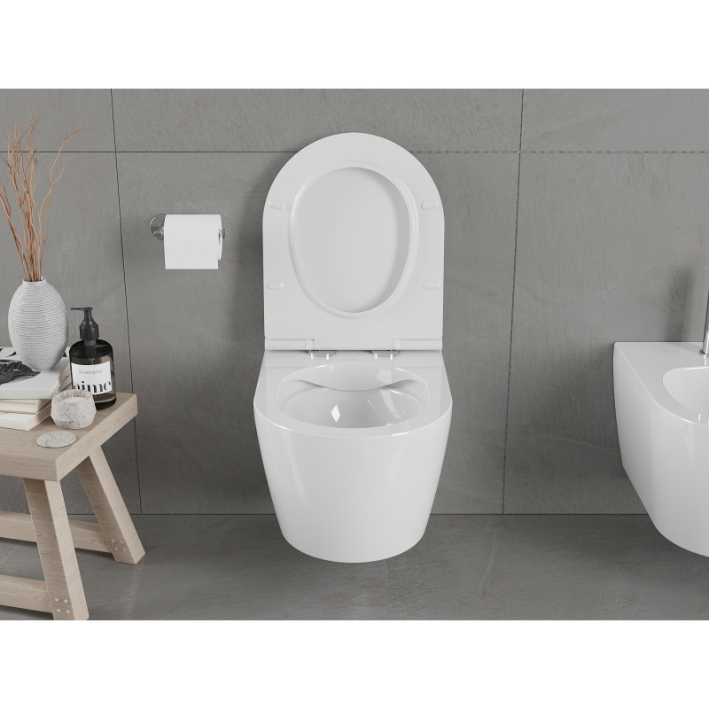 Mexen Carmen miska wc Rimless z deską wolnoopadającą slim, duroplast, biała połysk - 30880500