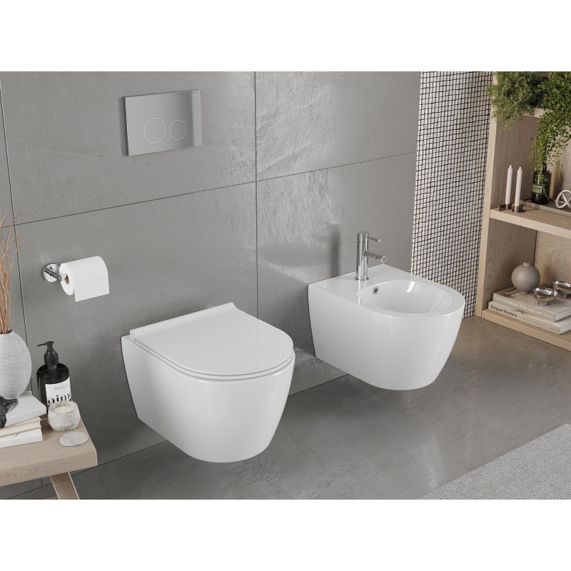 Mexen Carmen miska wc Rimless z deską wolnoopadającą slim, duroplast, biała połysk - 30880500