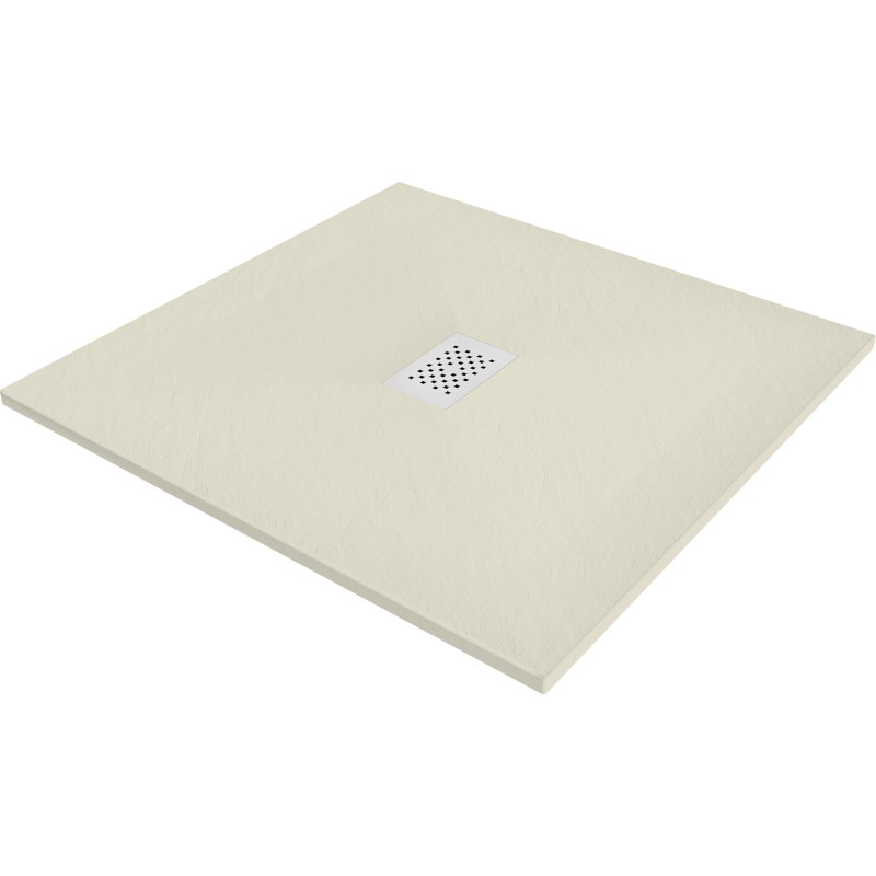 Mexen Hugo brodzik kwadratowy SMC 100 x 100 cm, beżowy, maskownica biała - 42691010-W