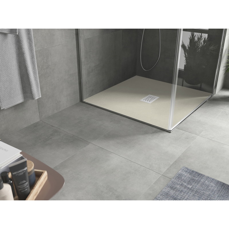 Mexen Hugo brodzik kwadratowy SMC 100 x 100 cm, beżowy, maskownica biała - 42691010-W