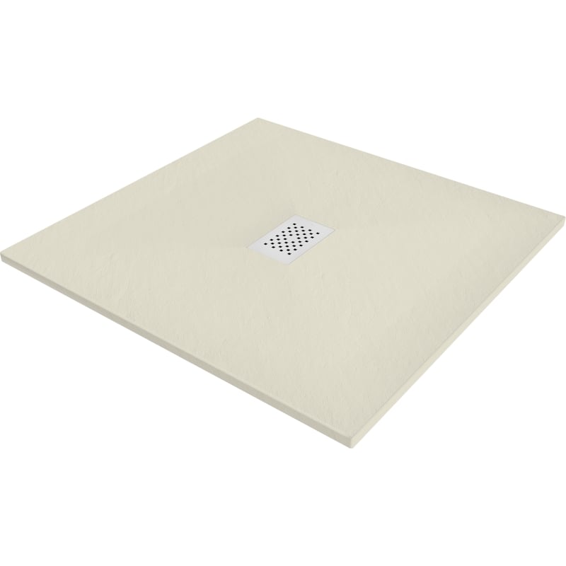 Mexen Hugo brodzik kwadratowy SMC 80 x 80 cm, beżowy, maskownica biała - 42698080-W