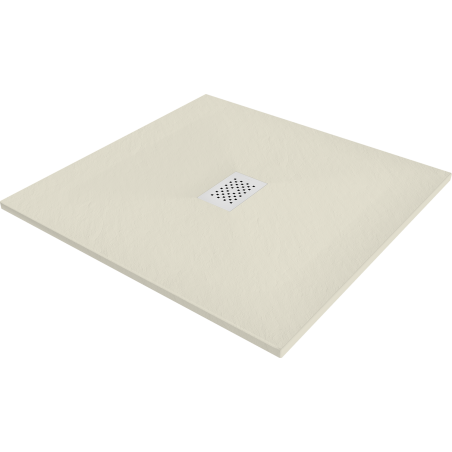 Mexen Hugo brodzik kwadratowy SMC 80 x 80 cm, beżowy, maskownica biała - 42698080-W