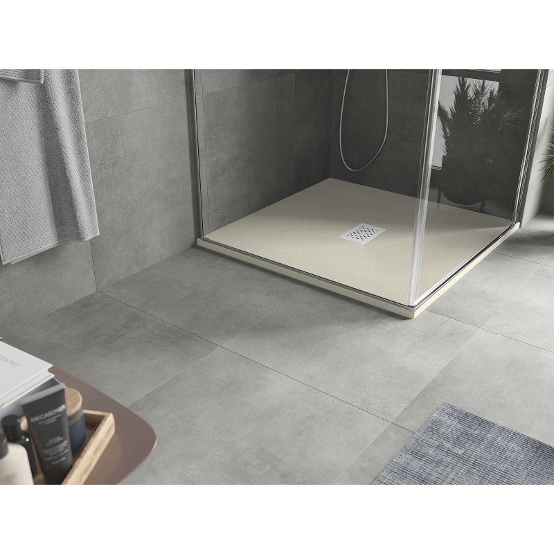 Mexen Hugo brodzik kwadratowy SMC 90 x 90 cm, beżowy, maskownica biała - 42699090-W