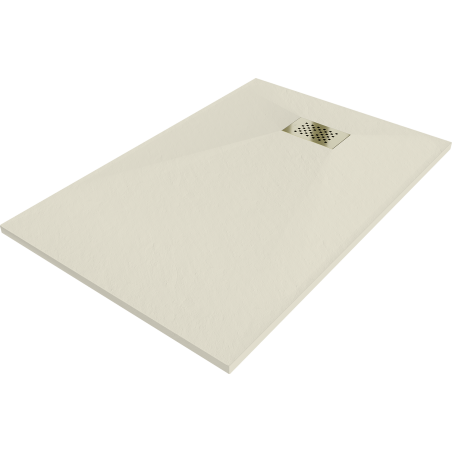 Mexen Hugo brodzik prostokątny SMC 100 x 70 cm, beżowy, maskownica złota - 42697010-G