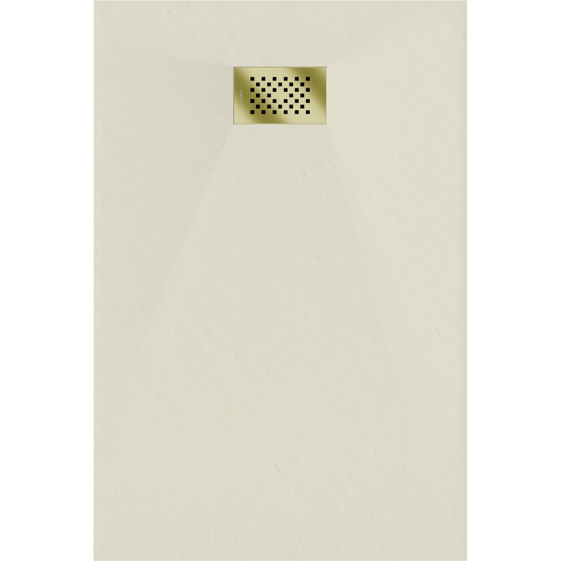 Mexen Hugo brodzik prostokątny SMC 120 x 70 cm, beżowy, maskownica złota - 42697012-G