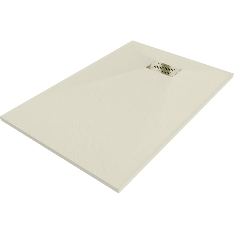 Mexen Hugo brodzik prostokątny SMC 120 x 70 cm, beżowy, maskownica złota - 42697012-G