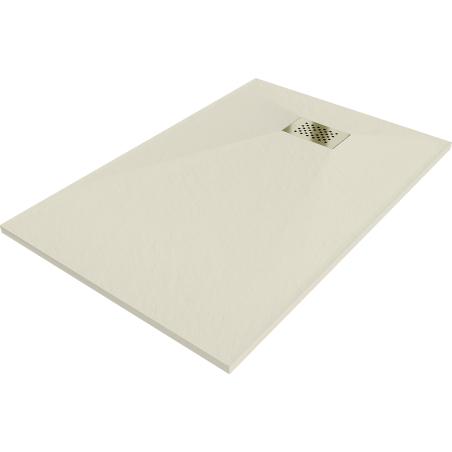 Mexen Hugo brodzik prostokątny SMC 120 x 70 cm, beżowy, maskownica złota - 42697012-G