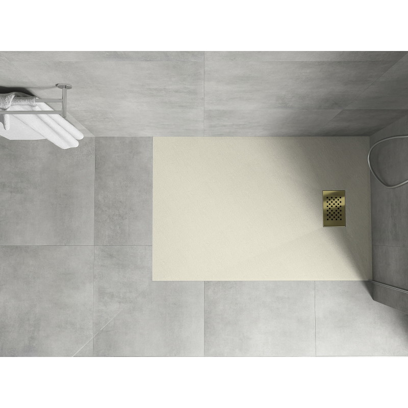 Mexen Hugo brodzik prostokątny SMC 120 x 90 cm, beżowy, maskownica złota - 42699012-G