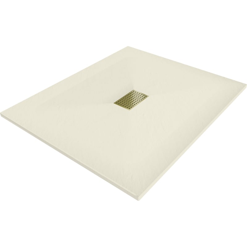 Mexen Hugo brodzik prostokątny SMC 120 x 100 cm, beżowy, maskownica złota - 42691012-G