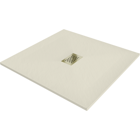 Mexen Hugo brodzik kwadratowy SMC 80 x 80 cm, beżowy, maskownica złota - 42698080-G