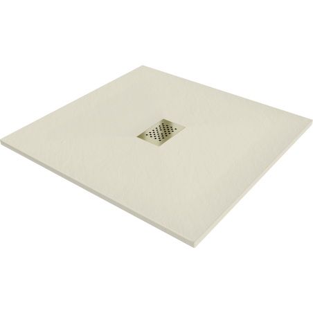 Mexen Hugo brodzik kwadratowy SMC 90 x 90 cm, beżowy, maskownica złota - 42699090-G