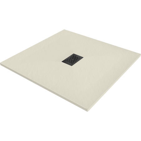 Mexen Hugo brodzik kwadratowy SMC 100 x 100 cm, beżowy, maskownica czarna - 42691010-B