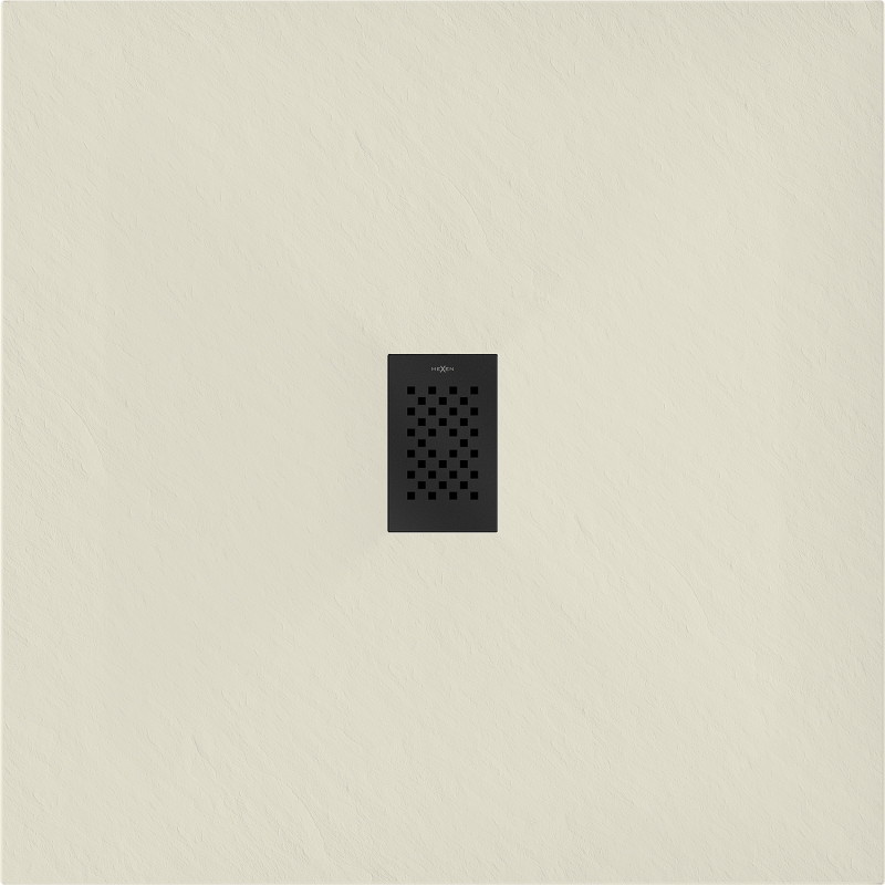 Mexen Hugo brodzik kwadratowy SMC 90 x 90 cm, beżowy, maskownica czarna - 42699090-B