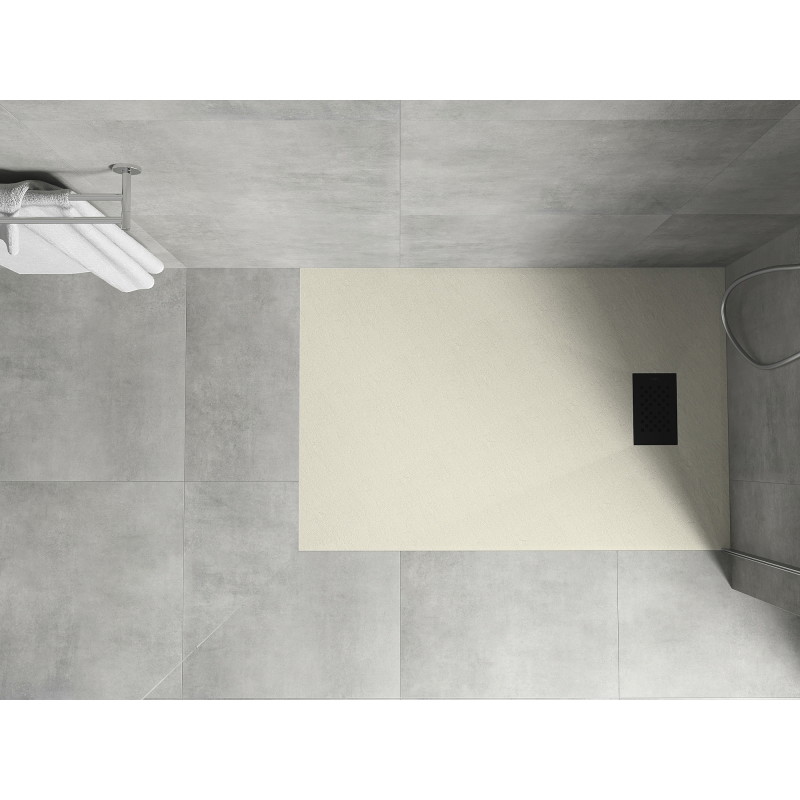 Mexen Hugo brodzik prostokątny SMC 120 x 70 cm, beżowy, maskownica czarna - 42697012-B