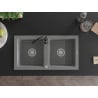 Mexen Mario zlewozmywak granitowy 2-komorowy z baterią kuchenną Telma, szary - 6504-71-670200-70