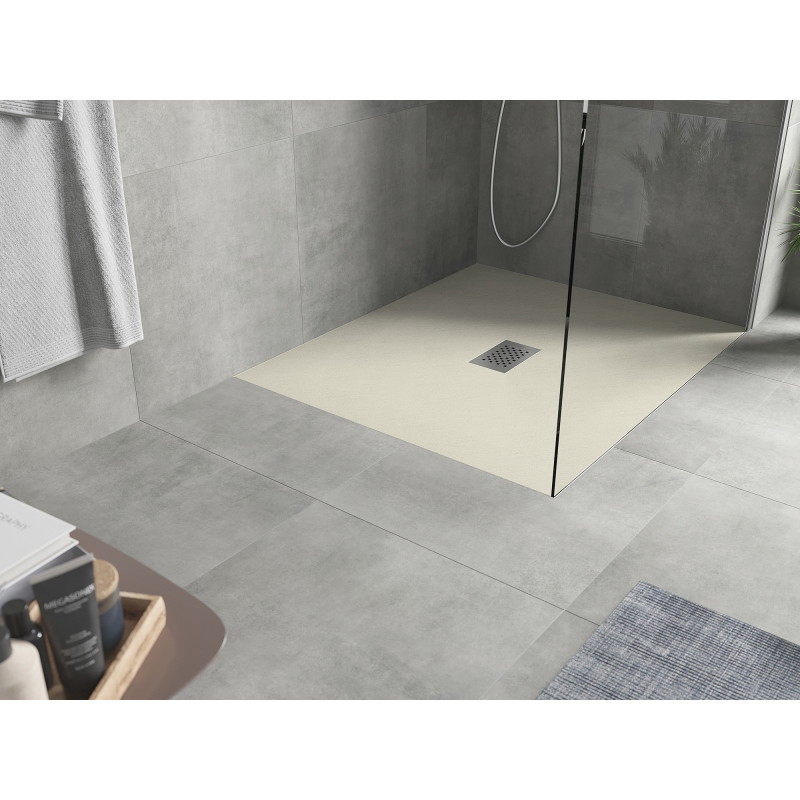 Mexen Hugo brodzik prostokątny SMC 120 x 100 cm, beżowy, maskownica inox - 42691012-X