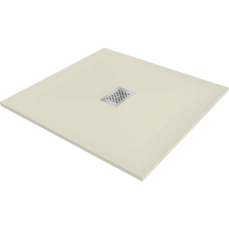 Mexen Hugo brodzik kwadratowy SMC 80 x 80 cm, beżowy, maskownica inox - 42698080-X