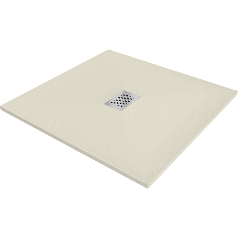 Mexen Hugo brodzik kwadratowy SMC 90 x 90 cm, beżowy, maskownica inox - 42699090-X