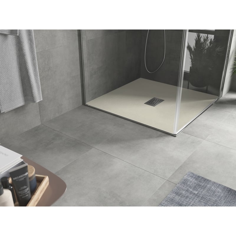 Mexen Hugo brodzik kwadratowy SMC 90 x 90 cm, beżowy, maskownica inox - 42699090-X