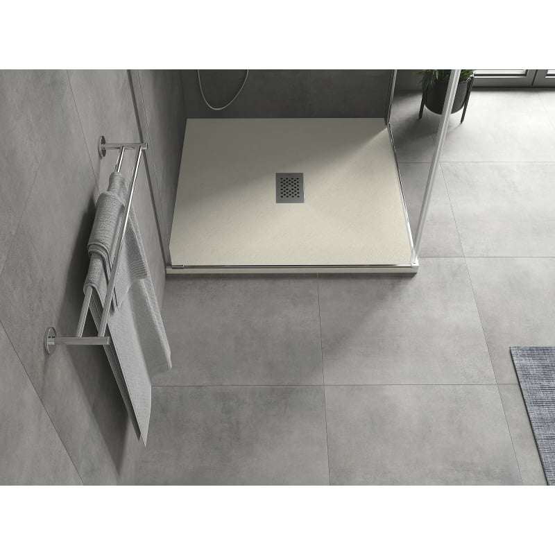 Mexen Hugo brodzik kwadratowy SMC 90 x 90 cm, beżowy, maskownica inox - 42699090-X