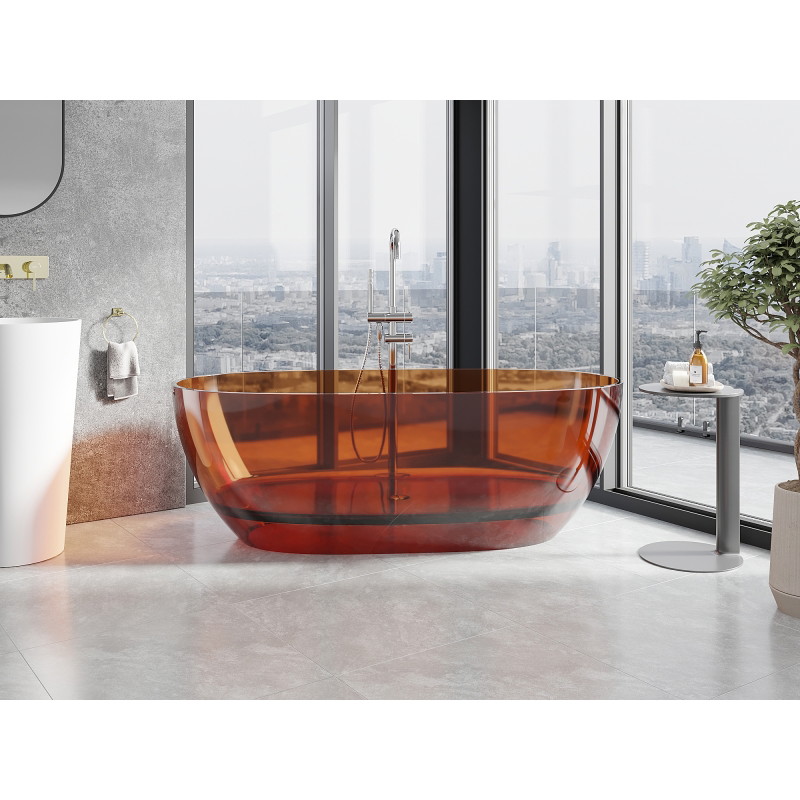 Mexen Pure earth wanna wolnostojąca transparentna 170 x 80 cm, korek chrom - 58071708005