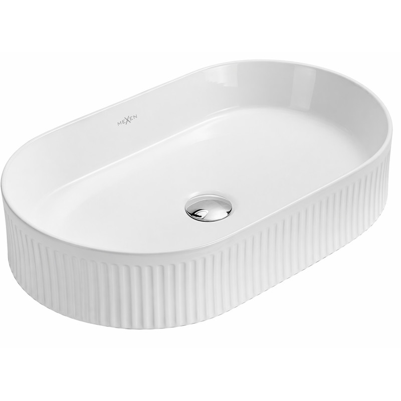 Mexen Grovo umywalka nablatowa ryflowana 49 x 31 cm, biała - 22304900