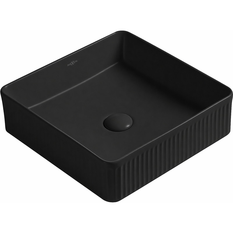Mexen Grovo umywalka nablatowa ryflowana 37 x 37 cm, czarna mat - 22303785