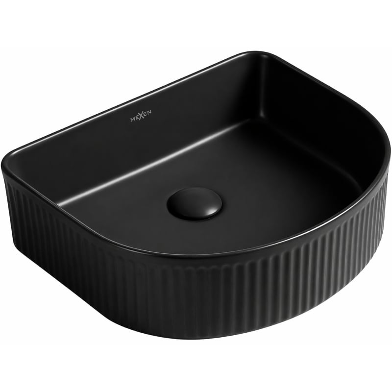 Mexen Grovo umywalka nablatowa ryflowana 41 x 36 cm, czarna mat - 22304285