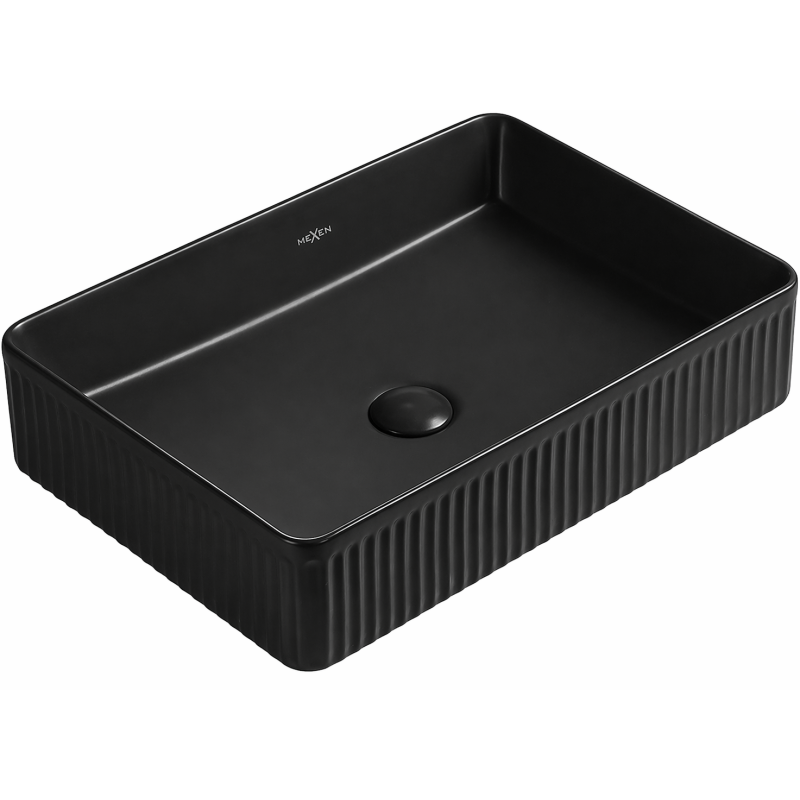 Mexen Grovo umywalka nablatowa ryflowana 51 x 37 cm, czarna mat - 22305185