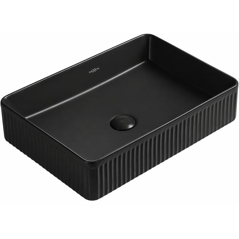 Mexen Grovo umywalka nablatowa ryflowana 50 x 34 cm, czarna mat - 22305085