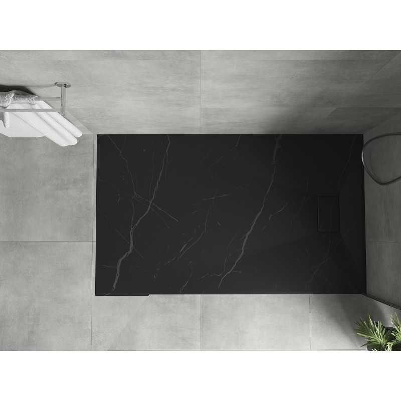 Mexen Hugo brodzik prostokątny SMC 150 x 80 cm, czarny kamień - 42758015