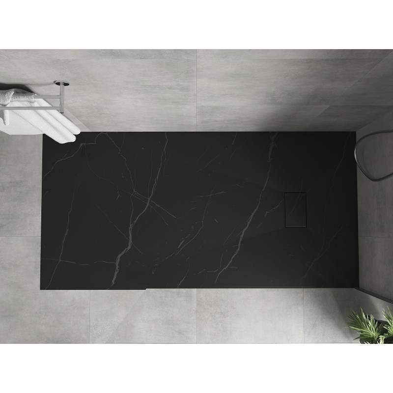 Mexen Hugo brodzik prostokątny SMC 170 x 90 cm, czarny kamień - 42759017