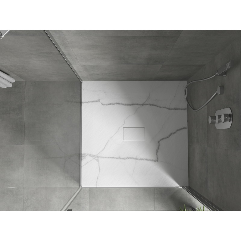 Mexen Hugo brodzik kwadratowy SMC 100 x 100 cm, biały kamień - 42151010