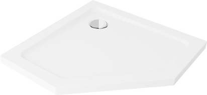 Mexen Flat brodzik pięciokątny slim 80 x 80 cm, biały, syfon chrom - 41P108080