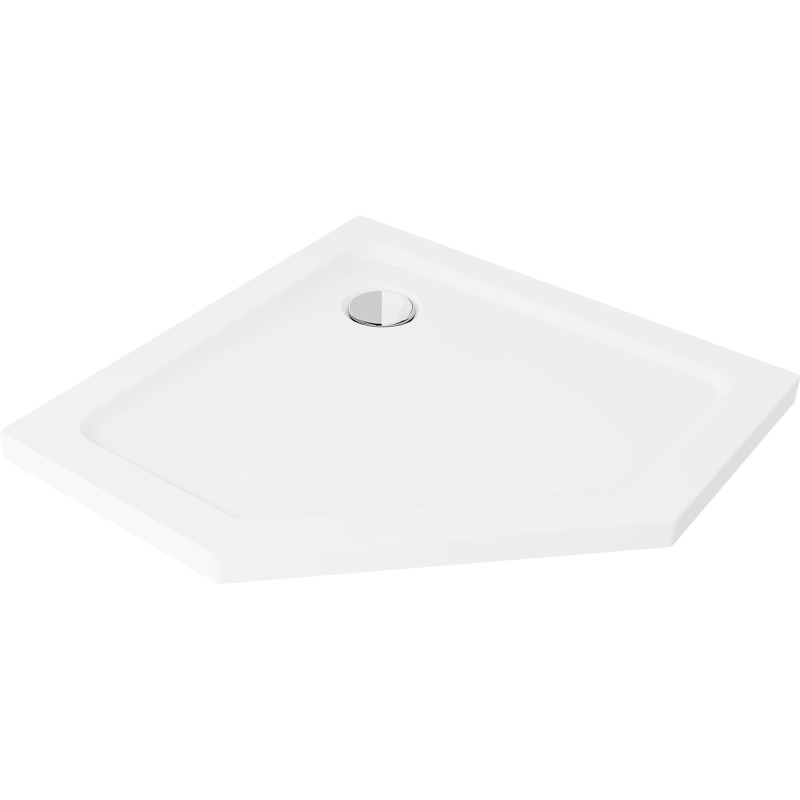 Mexen Flat brodzik pięciokątny slim 90 x 90 cm, biały, syfon chrom - 41P109090