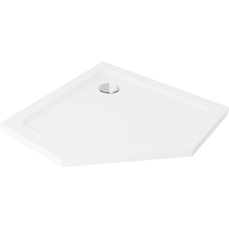 Mexen Flat brodzik pięciokątny slim 90 x 90 cm, biały, syfon chrom - 41P109090