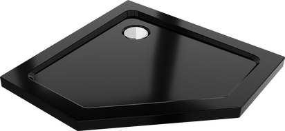 Mexen Flat brodzik pięciokątny slim 80 x 80 cm, czarny, syfon chrom - 41P708080