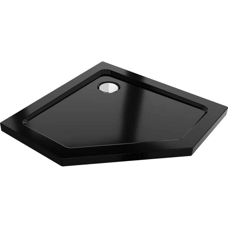 Mexen Flat brodzik pięciokątny slim 100 x 100 cm, czarny, syfon chrom - 41P701010